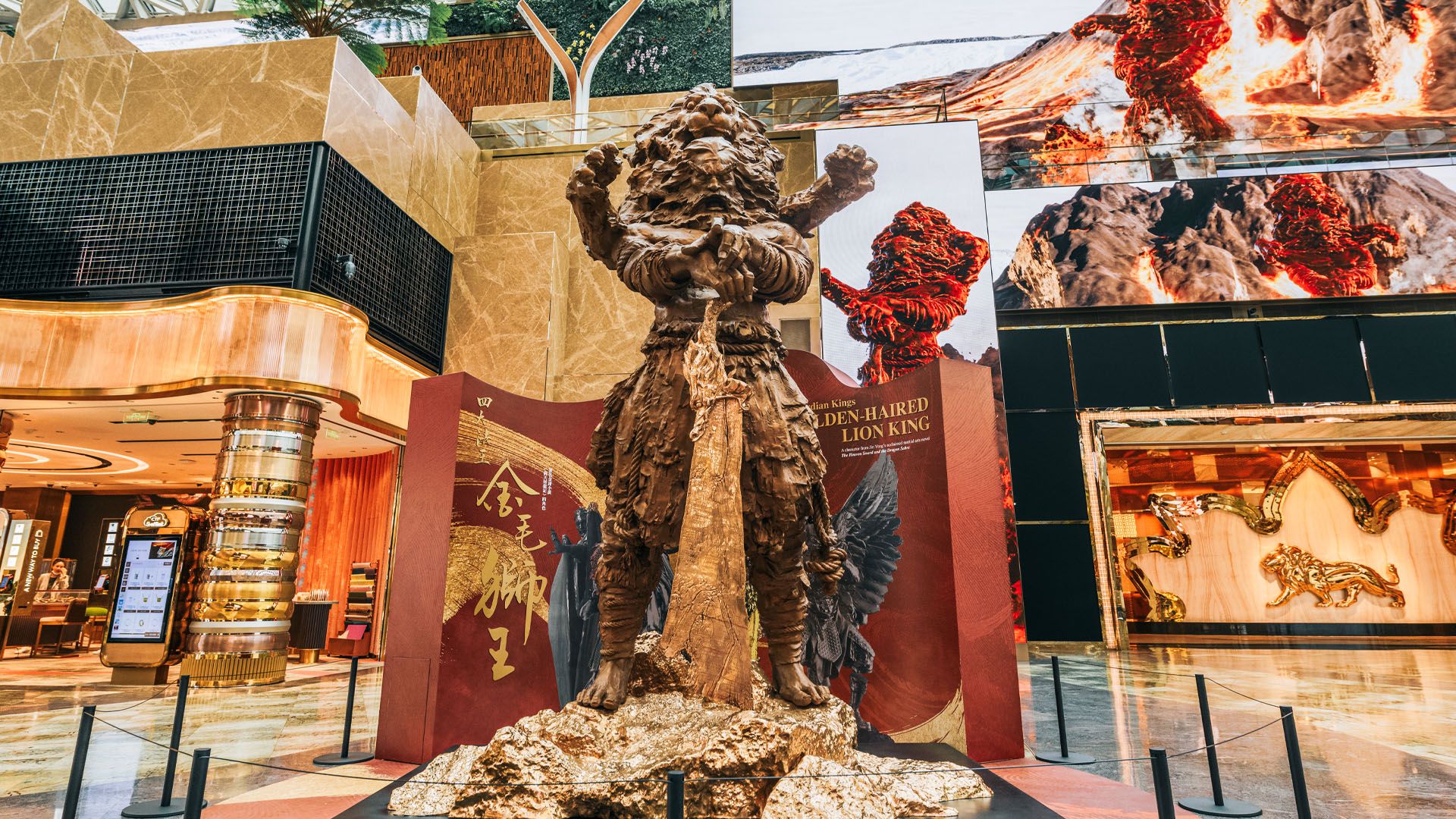 ☆b224、アジア風水ガーディアンライオン、悪を追い払う彫像、富、幸運、繁栄 The Four Guardian Kings-The Golden-haired Lion King (Xie Xun